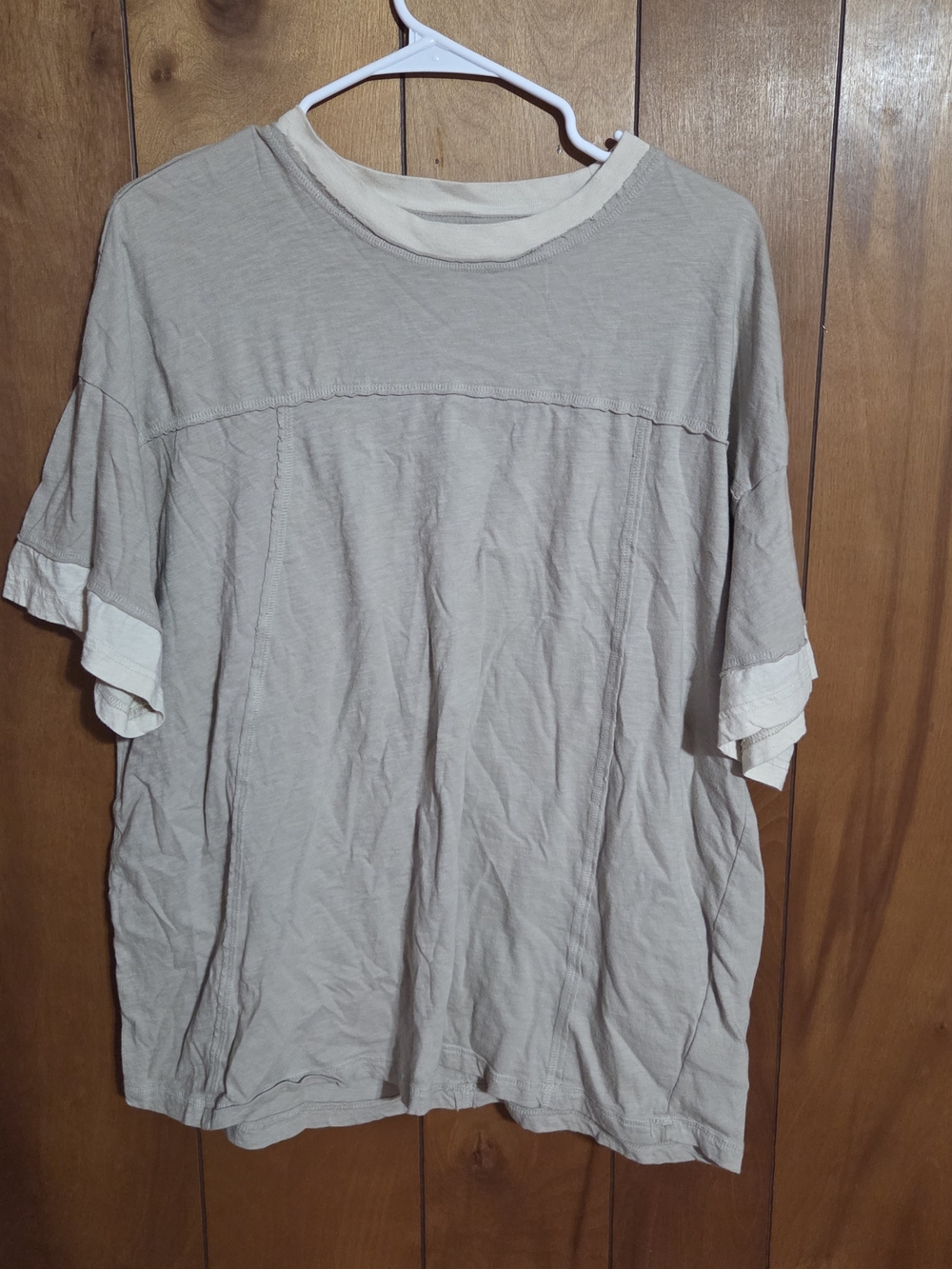 Aerie Beige Two-Tone Oversized Style Tee Medium Downtown Girl Aesthetic